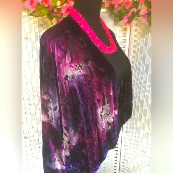 Cocoon House Purple Burnout Silk Velvet Kimono Open Front Drape Front π VGUC π - Picture 4 of 13